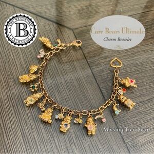 Bradford Exchange Care Bears 24k Gold Plated & Swarovski Charm Bracelet Rare